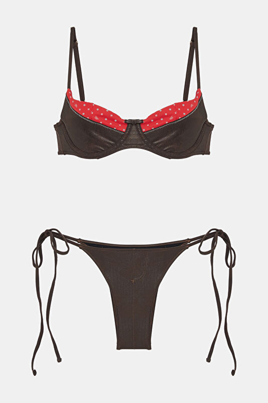 Brown Lace-up Women's Bikini