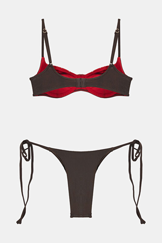 Brown Lace-up Women's Bikini 2
