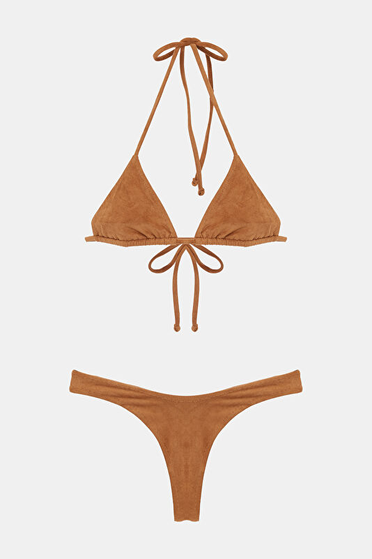 Light Brown Lace-up Women's Bikini