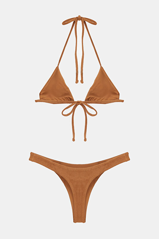 Light Brown Lace-up Women's Bikini 2