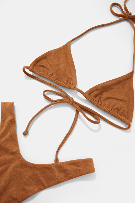 Light Brown Lace-up Women's Bikini 3