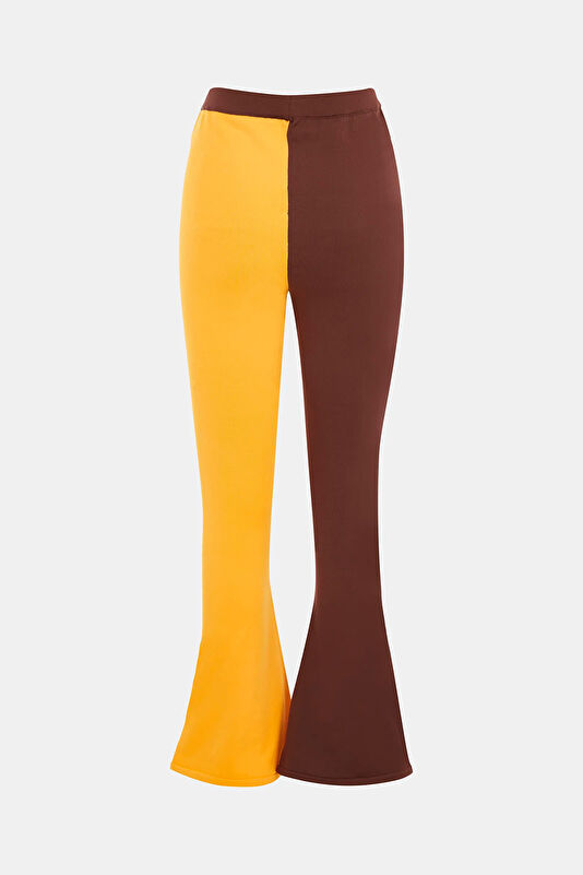Brown Yellow Women's Trousers 2