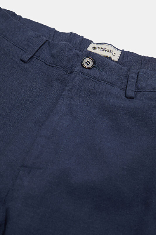 Indigo Straight Leg Linen Viscose Men's Trousers 3