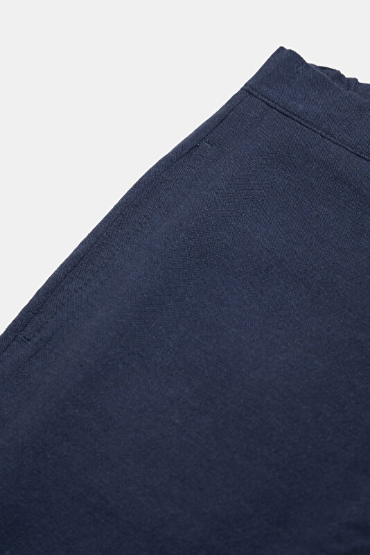 İndigo Boru Paça Keten Viskoz Erkek Pantolon 4