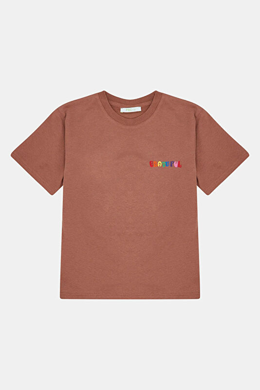 Brown Printed Bicycle Collar Tshirt