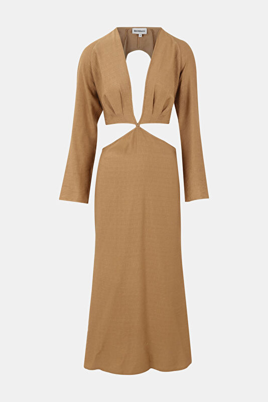 Beige Plain Dress