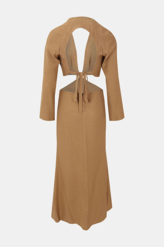 Beige Plain Dress 2