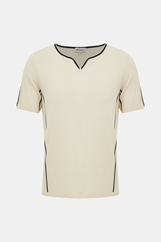 Off-white V-neck men's T-shirt
