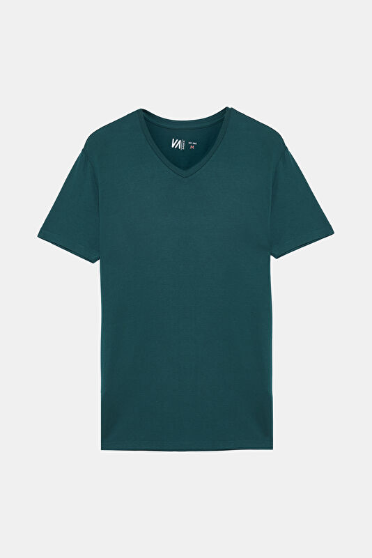 Petrol V Yaka T-Shirt