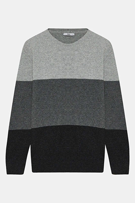 Multicolored Striped Pattern Viscose/Wool Men's Sweater