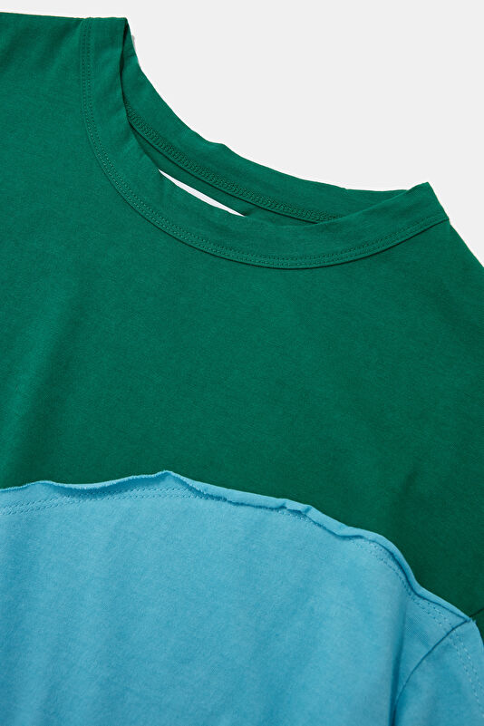Mavi Bisiklet Yaka Desenli T-Shirt 3