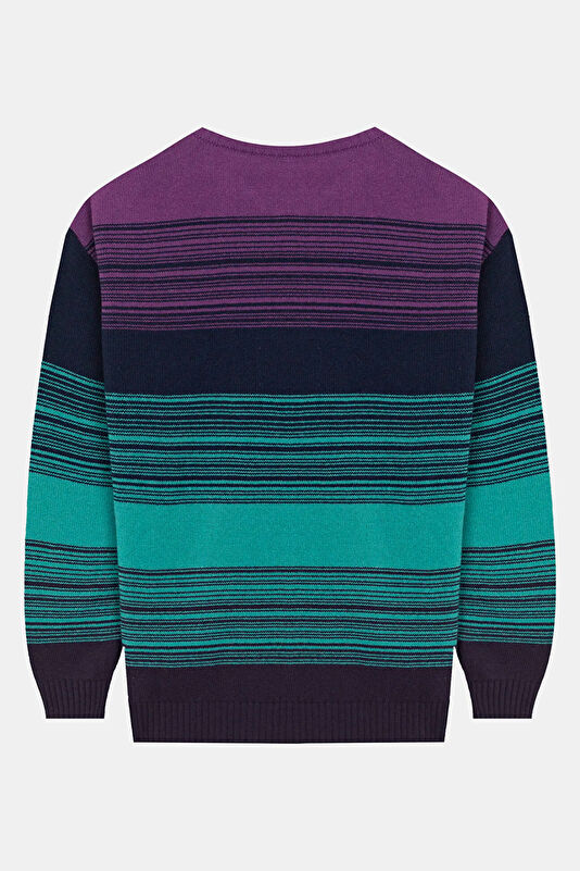 Men's Purple Striped Viscose Knit Sweater 2
