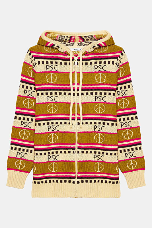Colorful Patterned Knitted Women's Cardigan
