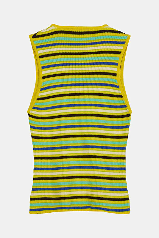 Green Striped Patterned Strappy Women's Blouse 2