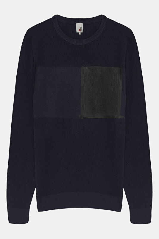 Navy Blue Knitted Men's Sweater