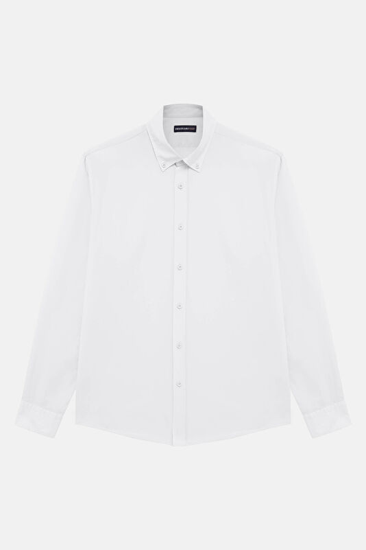Relax Fit White Button-Down Collar Men's Shirt 3