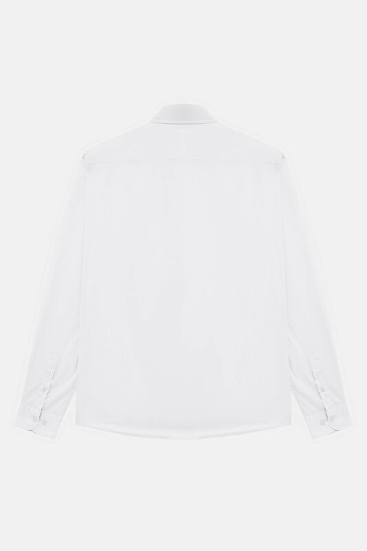 Relax Fit White Button-Down Collar Men's Shirt 4
