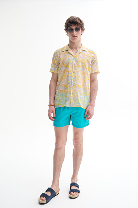 Turquoise Elastic Men's Swimsuit 4