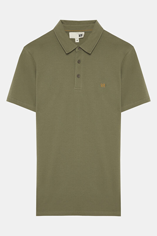 Men's Polo Collar Khaki T-Shirt