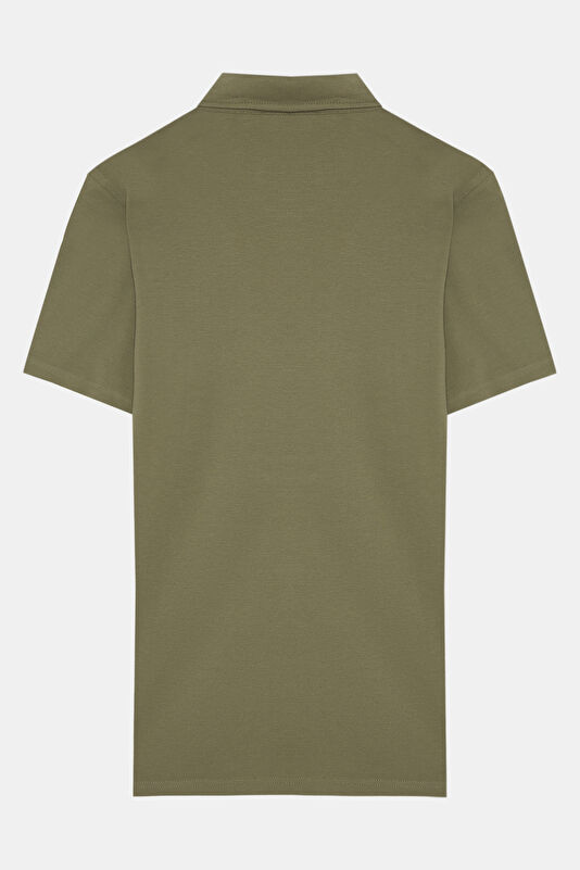 Men's Polo Collar Khaki T-Shirt 2