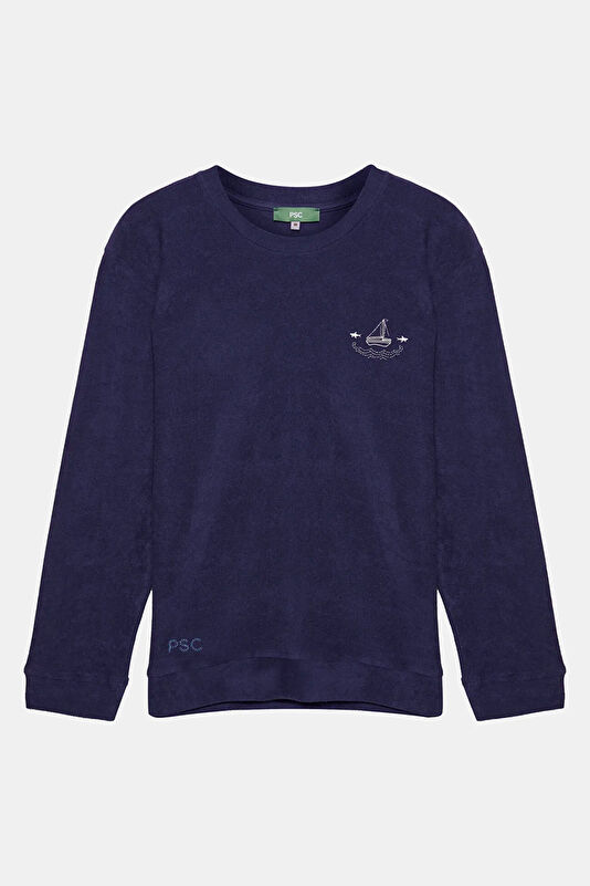 Lacivert Bisiklet Yaka Erkek Sweatshirt