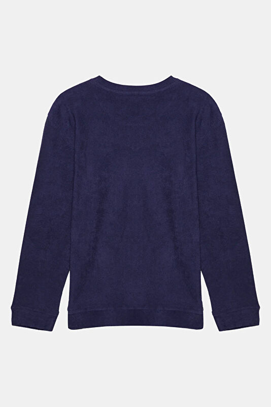 Lacivert Bisiklet Yaka Erkek Sweatshirt 2