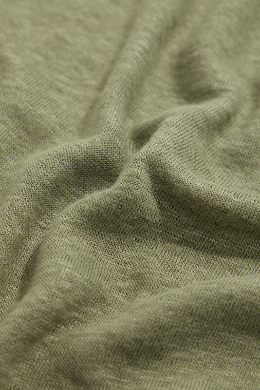 Green Crew Neck Printed Linen Men's T-Shirt 4