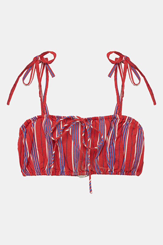 Multicolored Striped Patterned Strappy Women's Blouse