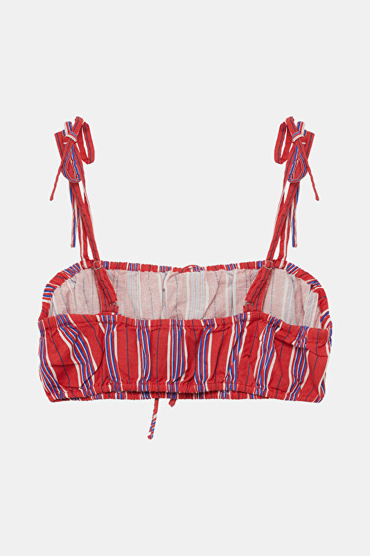Multicolored Striped Patterned Strappy Women's Blouse 2