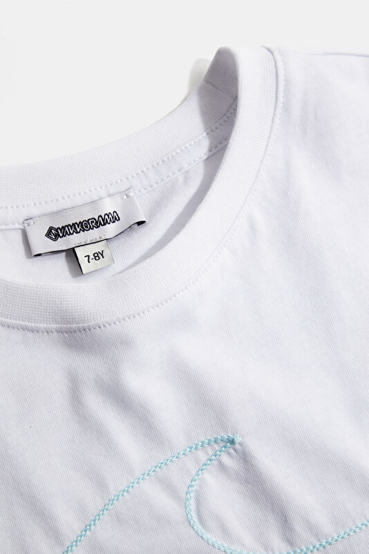 White Crew Neck Kids T-Shirt 3