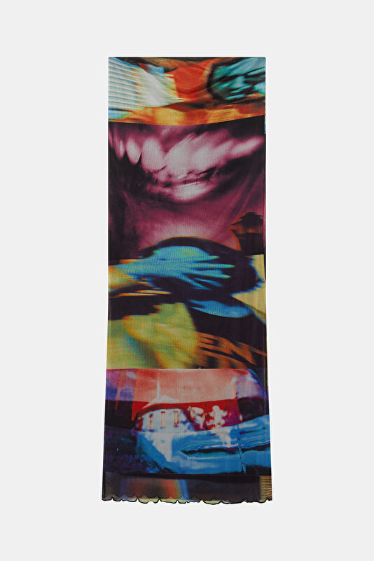 Multicolored Patterned Midi Women's Dress