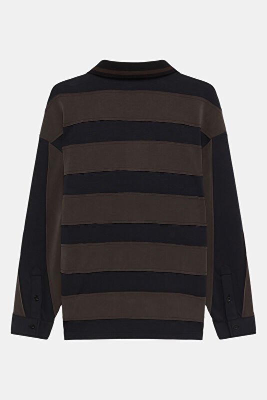 Siyah Polo Yaka Erkek Sweatshirt 2