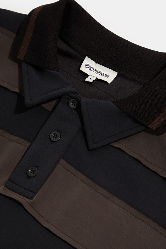 Siyah Polo Yaka Erkek Sweatshirt 3