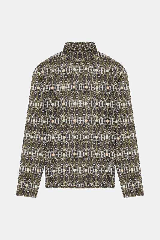 Colorful Patterned Long-Sleeved Women's Blouse