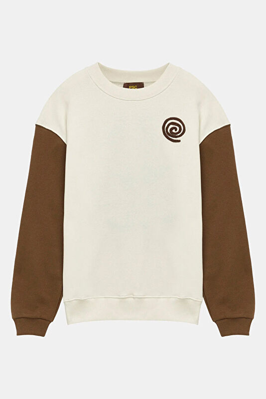 Çok Renkli Bisiklet Yaka Kadın Sweatshirt