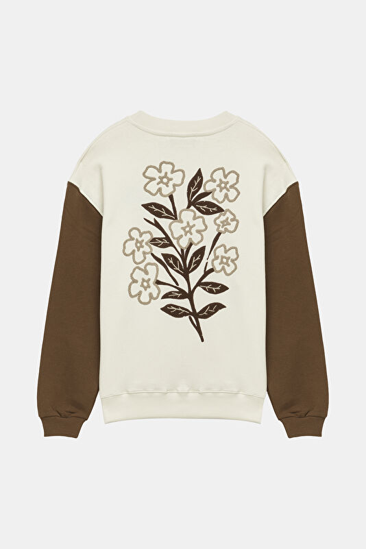 Çok Renkli Bisiklet Yaka Kadın Sweatshirt 2