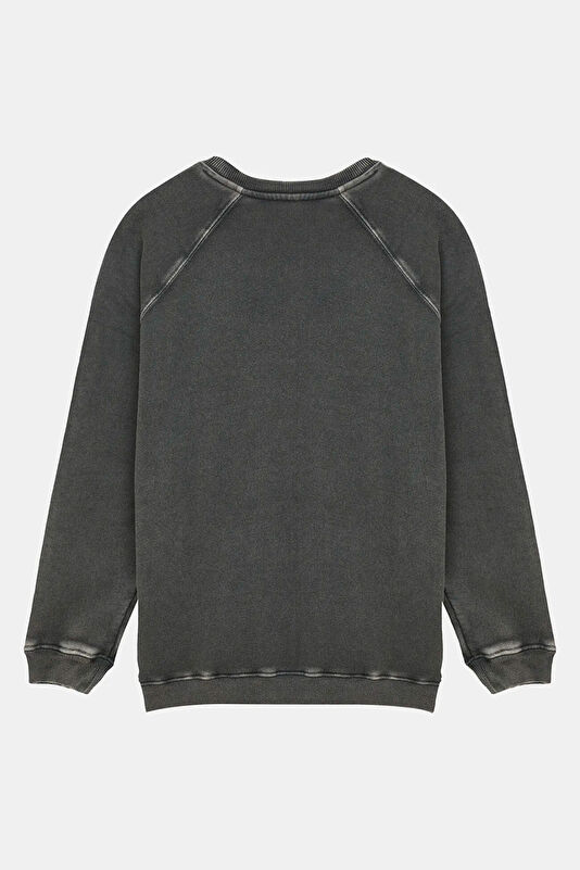 Antrasit Bisiklet Yaka Kadın Sweatshirt 2