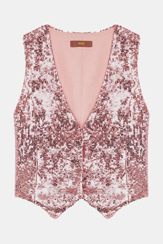 Pink Sequin Women's Vest