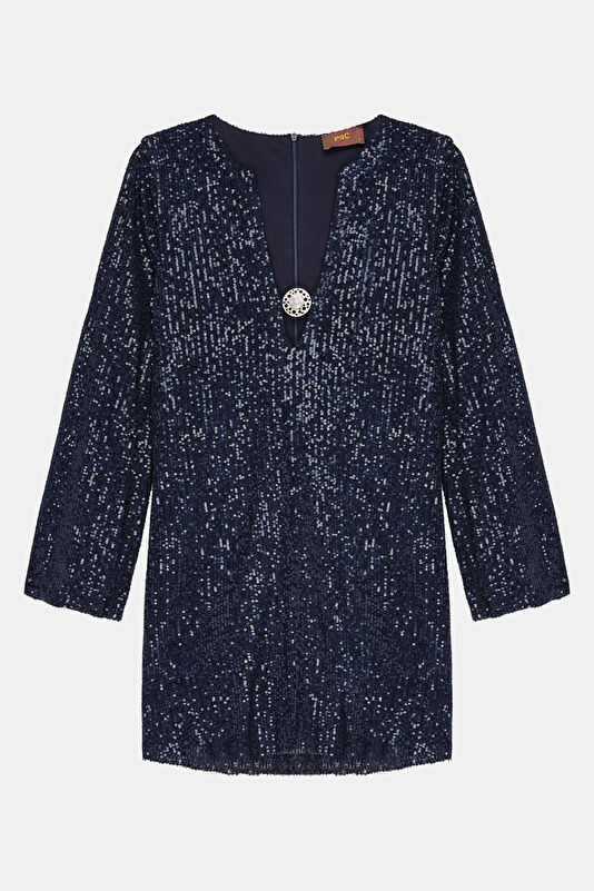 Navy Blue Sequin Mini Women's Dress