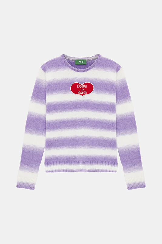 Purple Striped Knit Women's Sweater