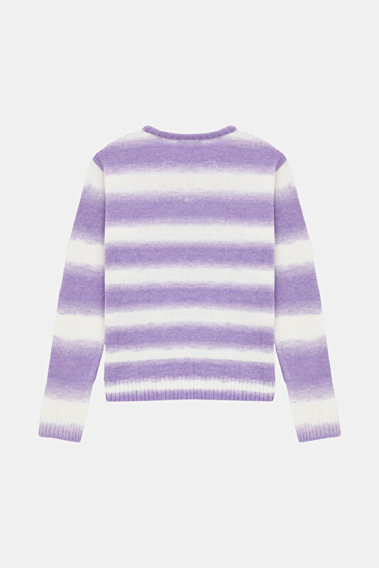 Purple Striped Knit Women's Sweater 2