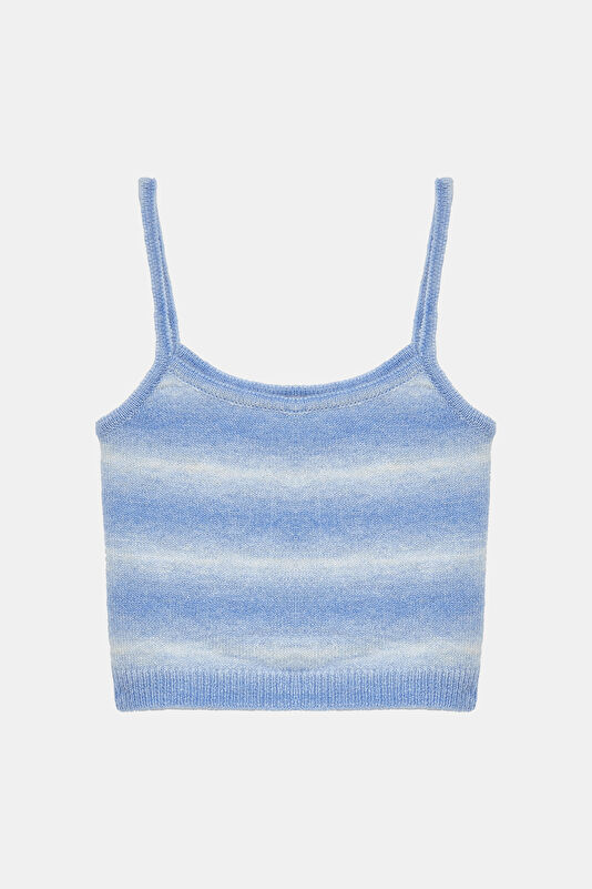 Blue Gradient Patterned Strappy Women's Blouse