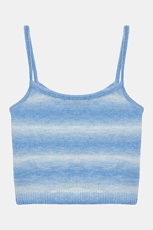 Blue Gradient Patterned Strappy Women's Blouse 2