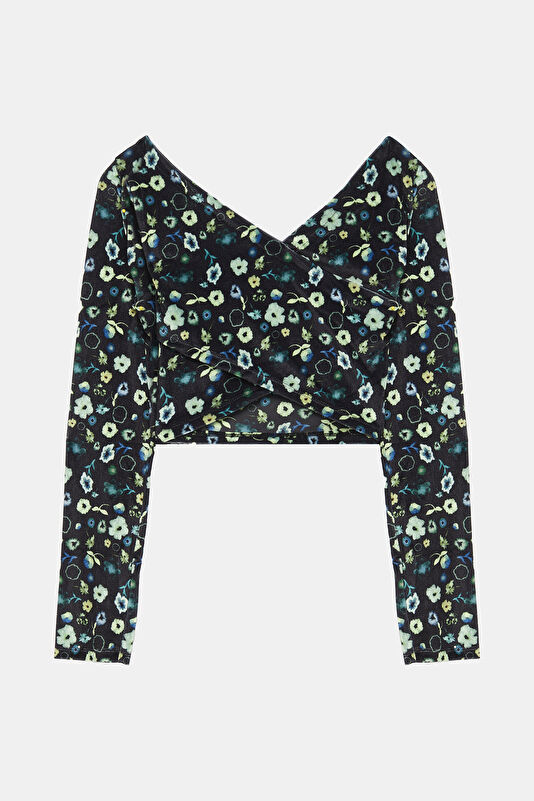 Colorful Floral Pattern Long-Sleeved Women's Blouse 2
