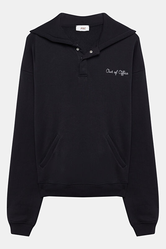 Siyah Kapuşonlu Erkek Sweatshirt