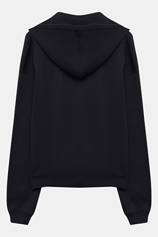 Siyah Kapuşonlu Erkek Sweatshirt 2