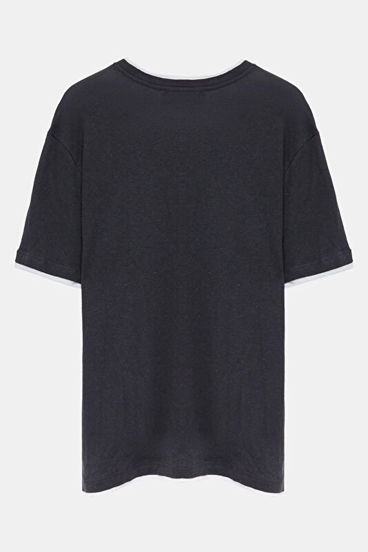 Anthracite Crew Neck Embroidered Men's T-Shirt 2