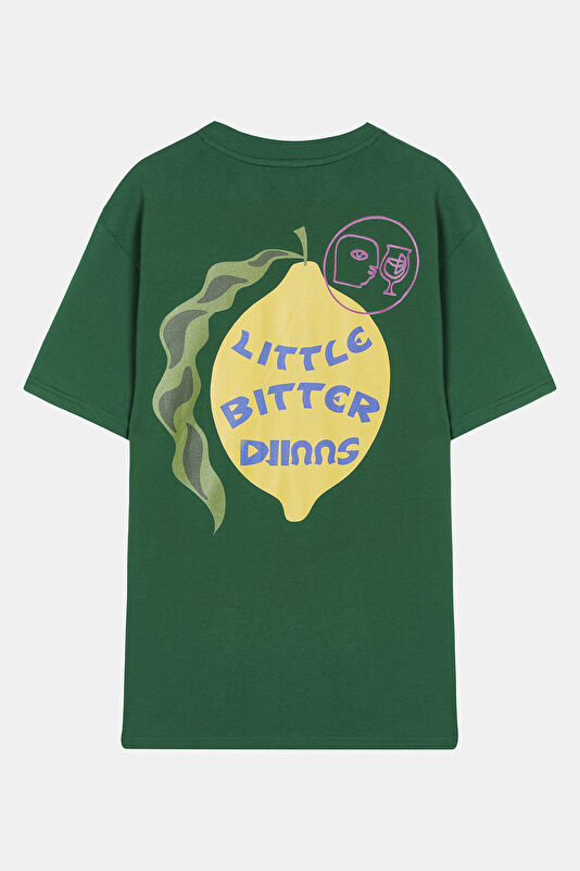 Yeşil Bisiklet Yaka Baskılı T-Shirt 2