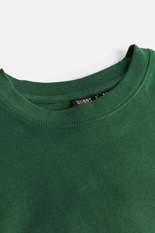 Yeşil Bisiklet Yaka Baskılı T-Shirt 3