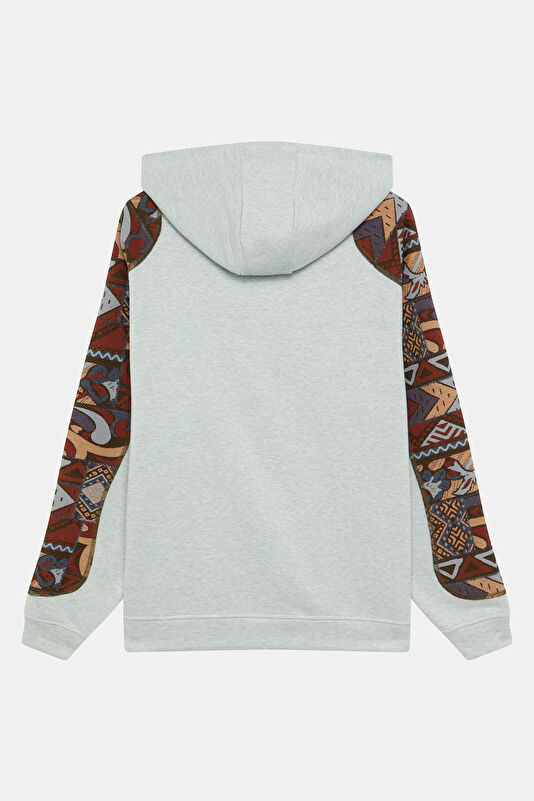 Gri Melanj Kapuşonlu Erkek Sweatshirt 2